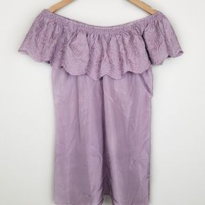 Soft surroundings lilac off the shoulder dress